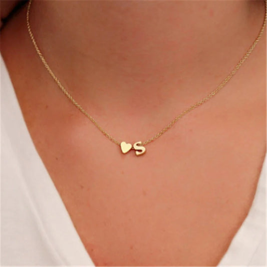 Heart Shaped Initial Letter Necklace