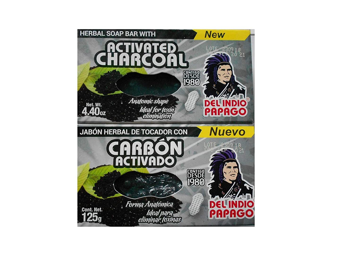Jabón Herbal de Tocador con Carbón Activado (2 unidades) 125grms